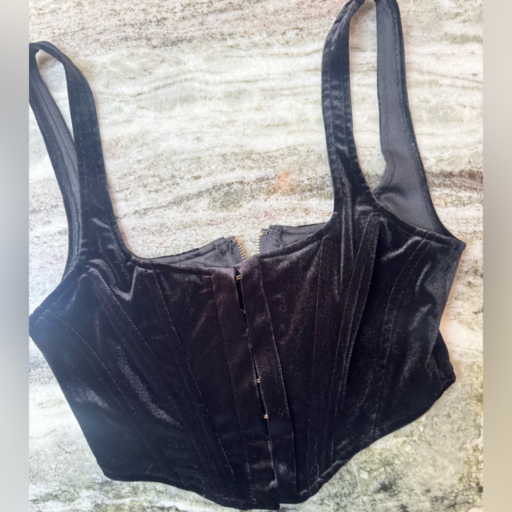 Fashion Nova Velour Corset Bustier Top Size Small